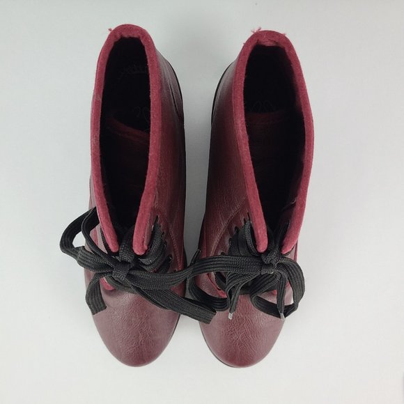 Rock & Rags by Firetrap Burgundy Lace Up Heeled Booties Size 8.5 - Picture 4 of 9